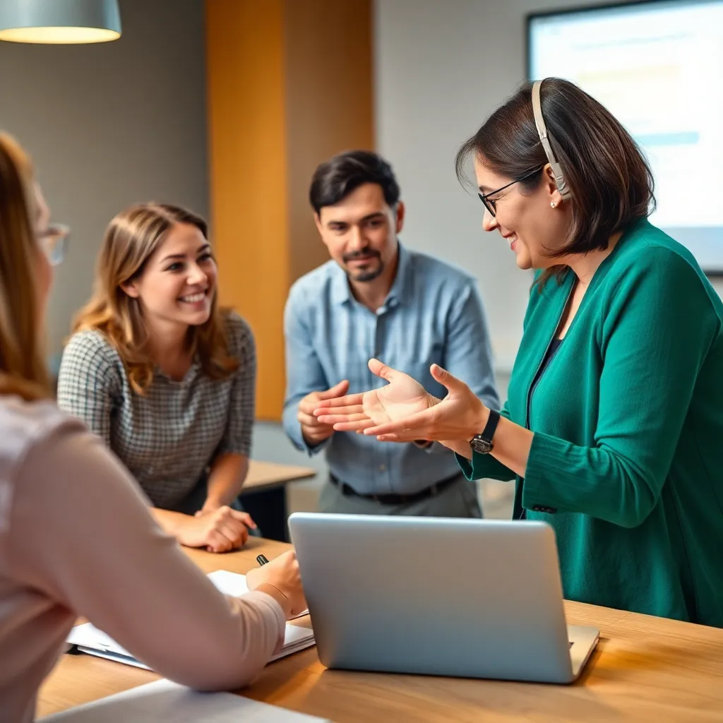 Workshop-Situation mit interaktiven Lernmethoden zum Thema Leadership